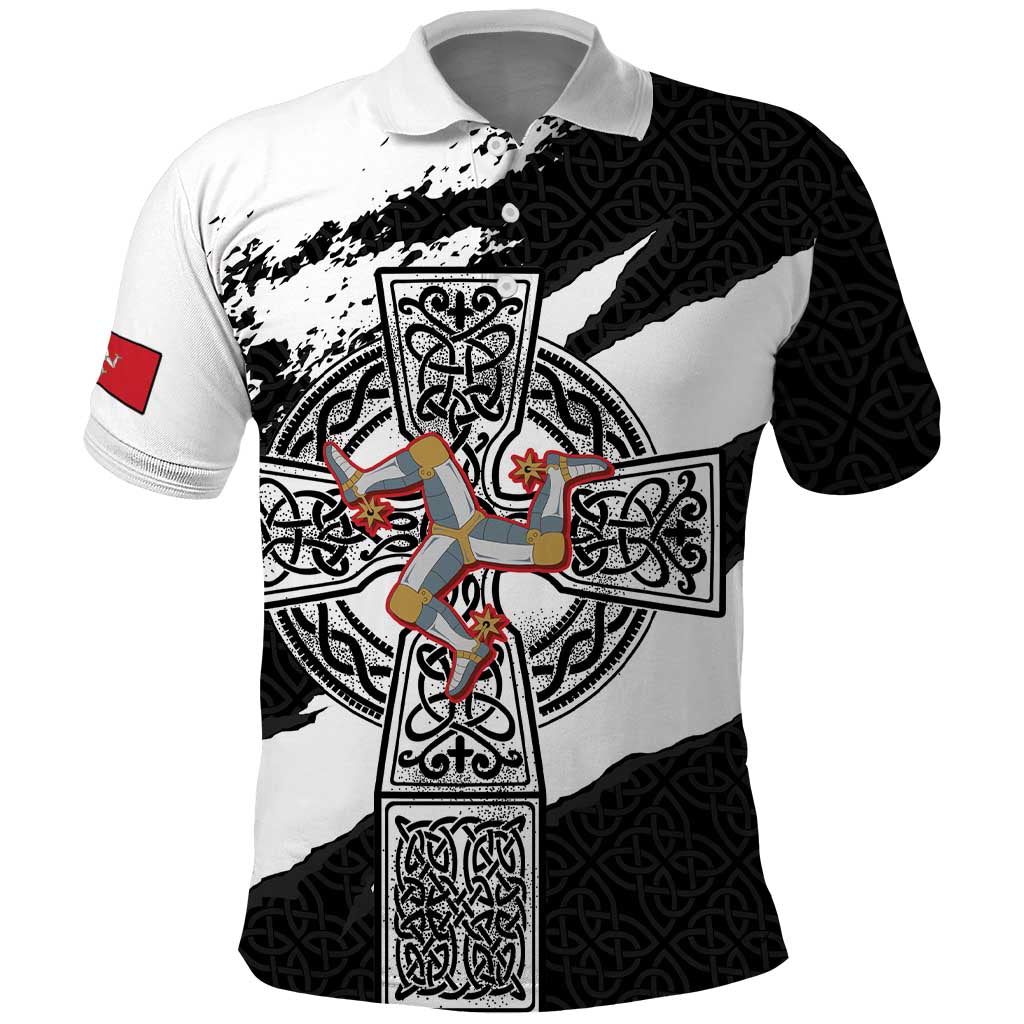 Isle of Man Celtic Cross Polo Shirt Triskelion Emblem LT18