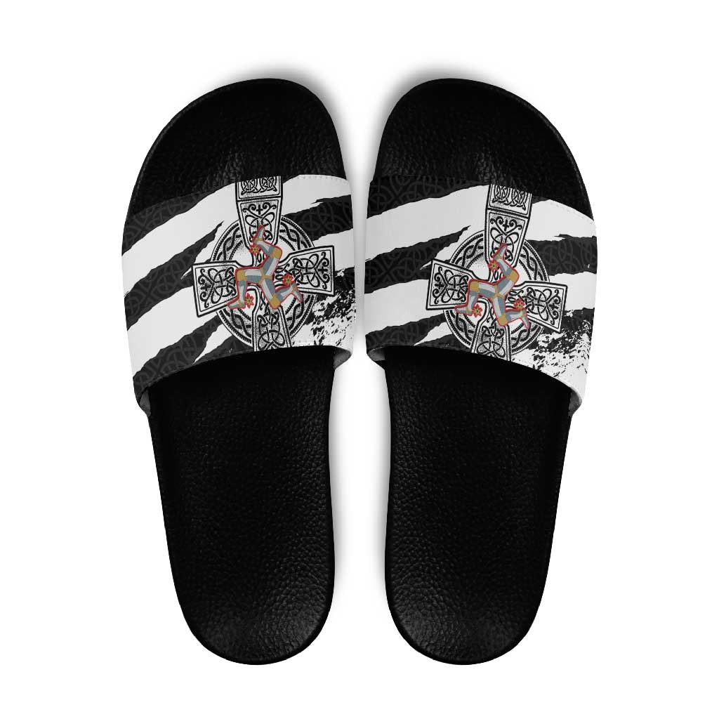 Isle of Man Celtic Cross Slide Sandals Triskelion Emblem LT18