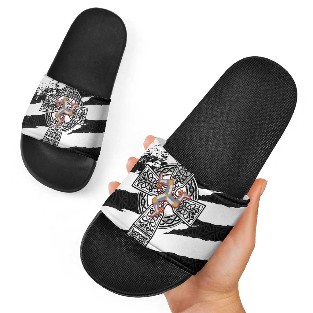 Isle of Man Celtic Cross Slide Sandals Triskelion Emblem LT18