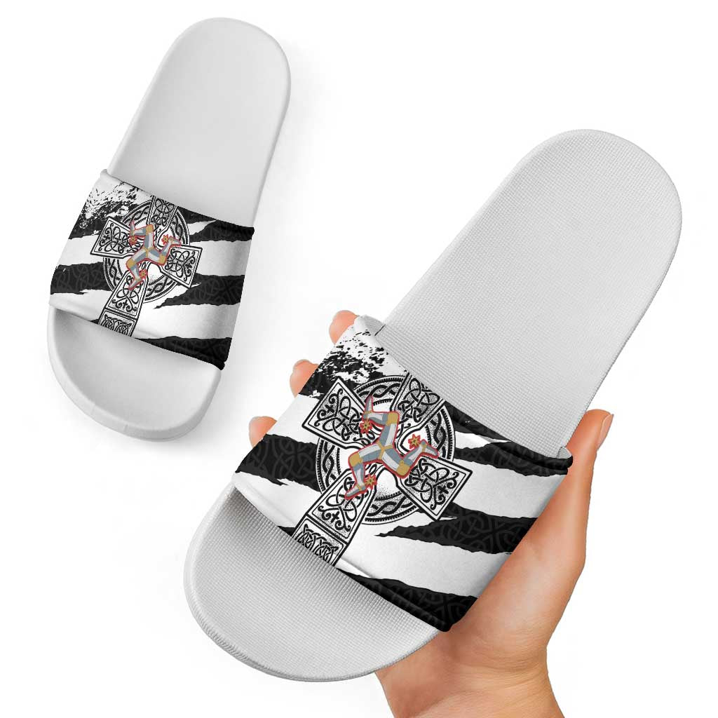 Isle of Man Celtic Cross Slide Sandals Triskelion Emblem LT18