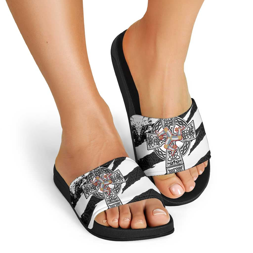Isle of Man Celtic Cross Slide Sandals Triskelion Emblem LT18