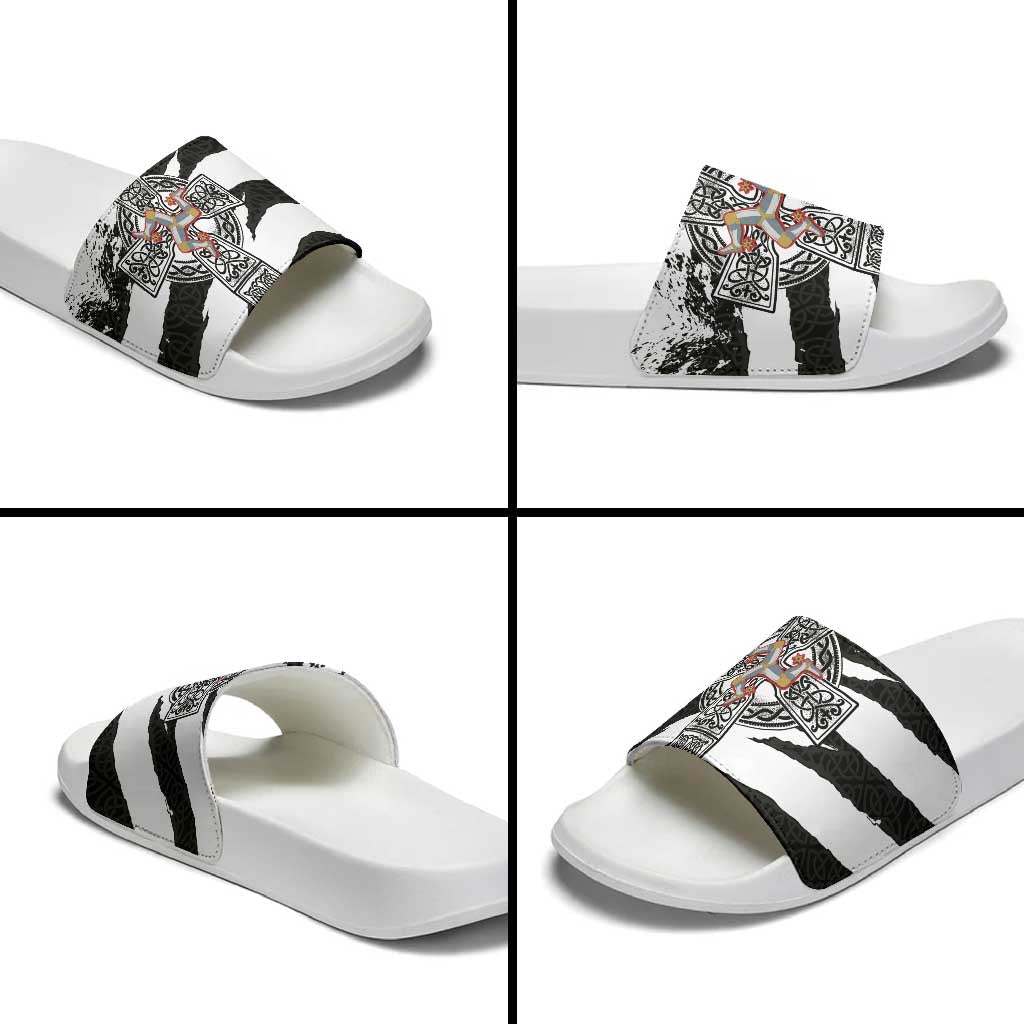 Isle of Man Celtic Cross Slide Sandals Triskelion Emblem LT18