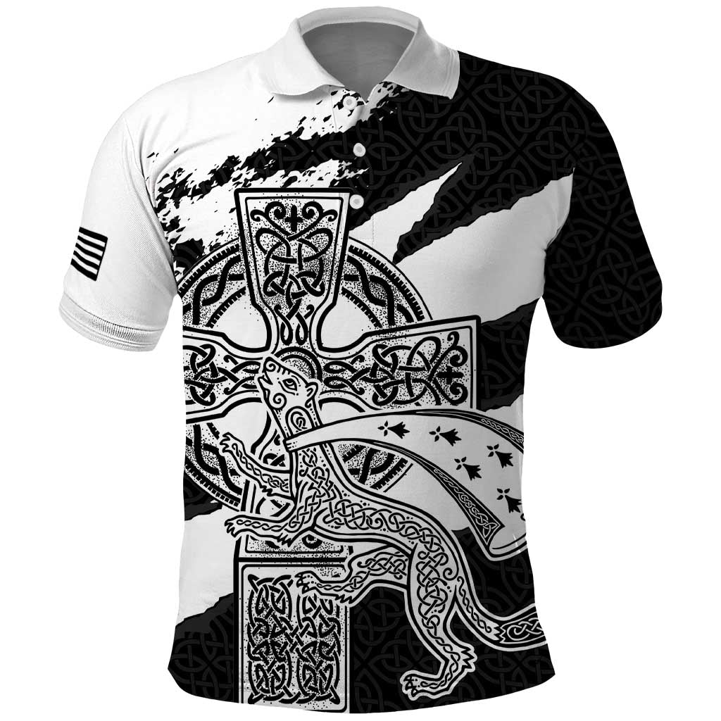 Brittany Celtic Cross Polo Shirt Celtic Pattern LT18