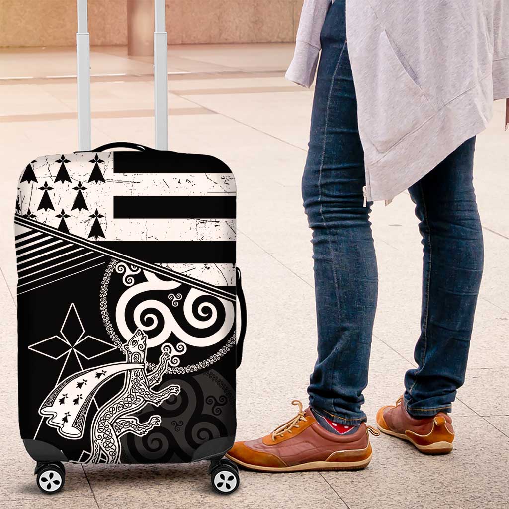 Brittany Ermine Celtic Luggage Cover Black Celtic Triskels LT18