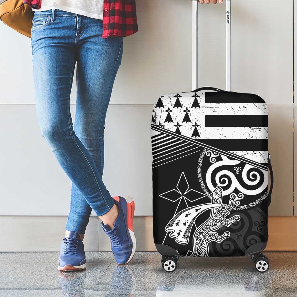Brittany Ermine Celtic Luggage Cover Black Celtic Triskels LT18