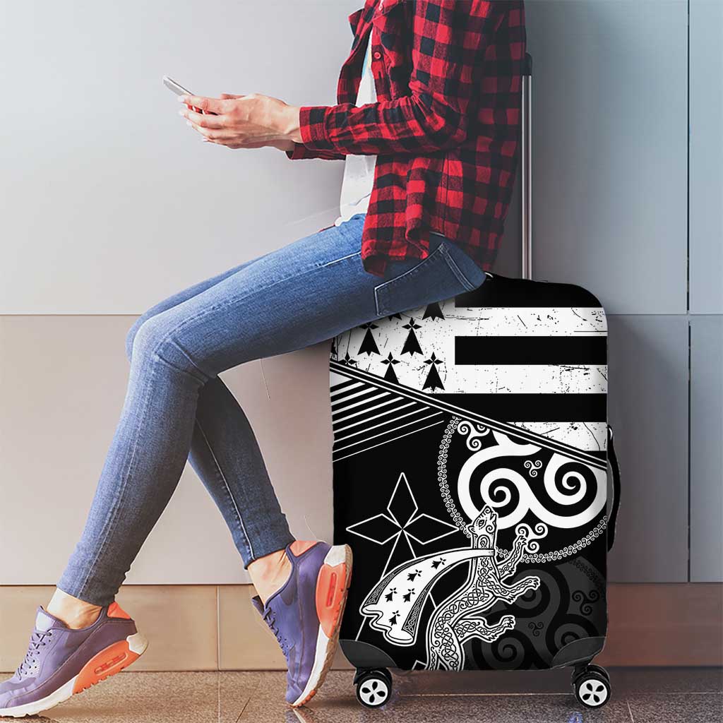 Brittany Ermine Celtic Luggage Cover Black Celtic Triskels LT18