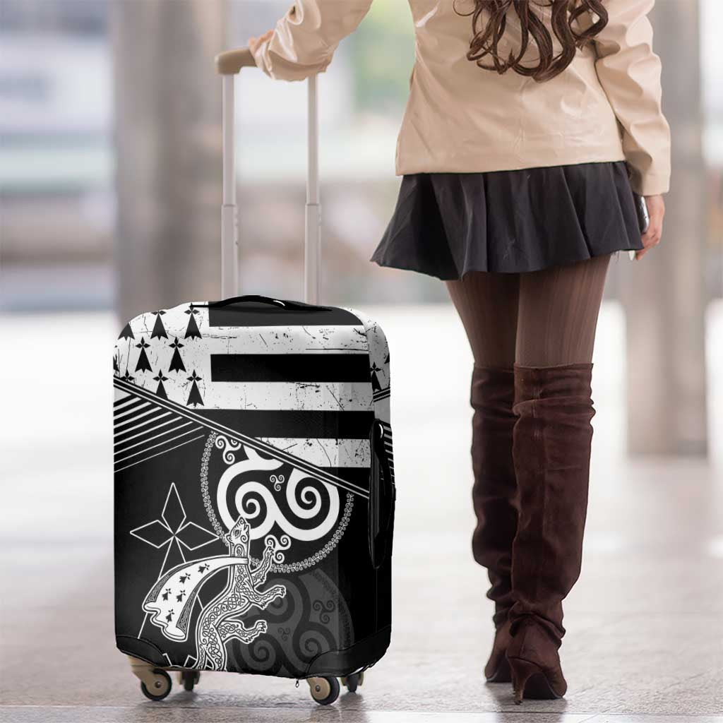 Brittany Ermine Celtic Luggage Cover Black Celtic Triskels LT18