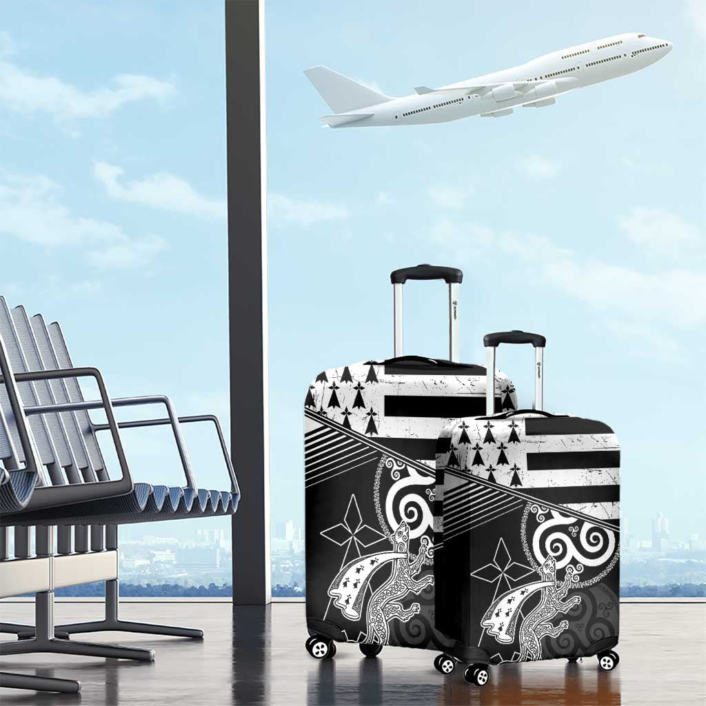 Brittany Ermine Celtic Luggage Cover Black Celtic Triskels LT18