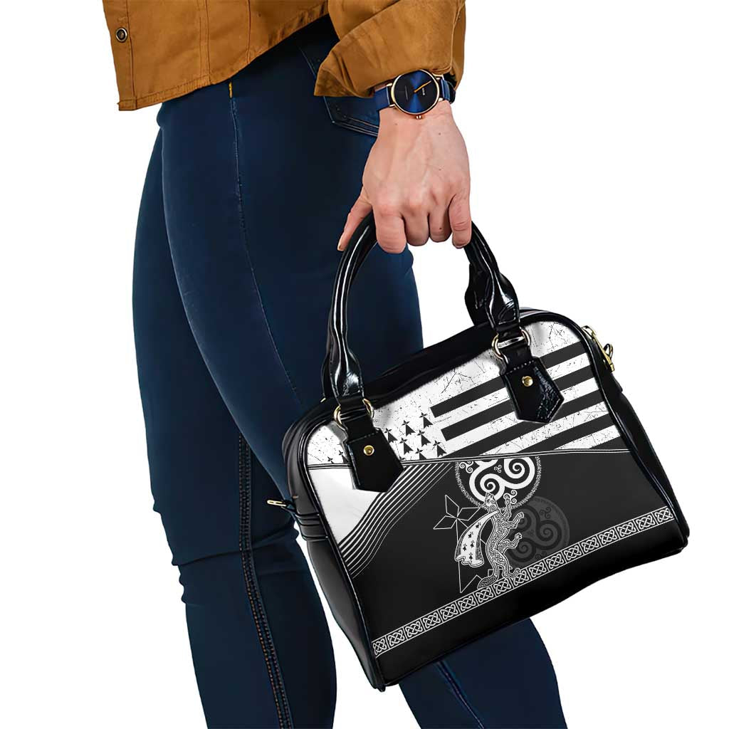 Brittany Ermine Celtic Shoulder Handbag Black Celtic Triskels LT18