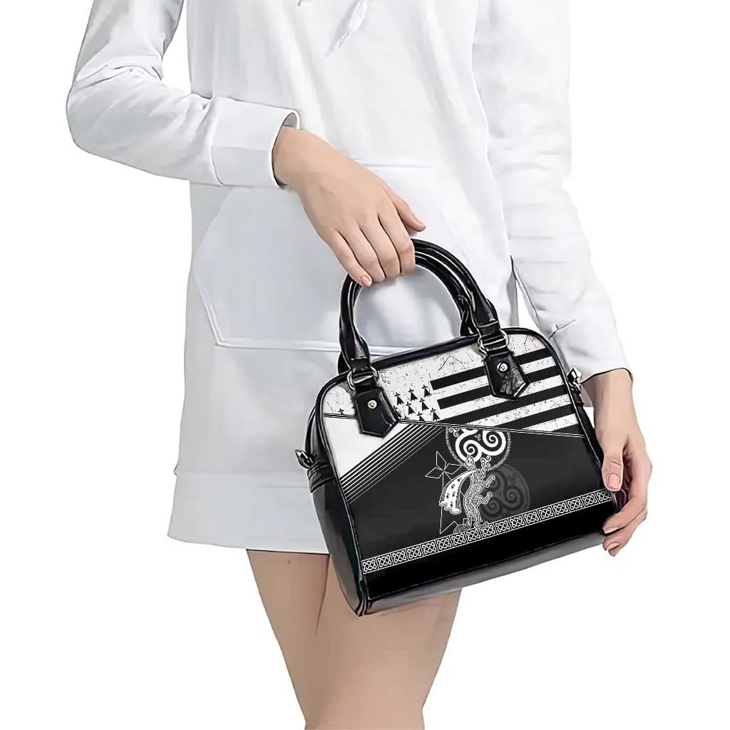 Brittany Ermine Celtic Shoulder Handbag Black Celtic Triskels LT18
