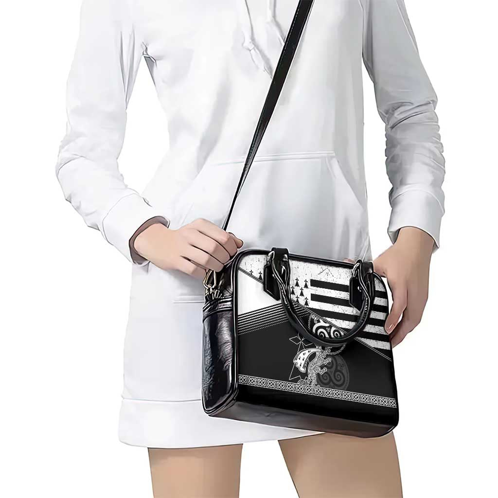 Brittany Ermine Celtic Shoulder Handbag Black Celtic Triskels LT18