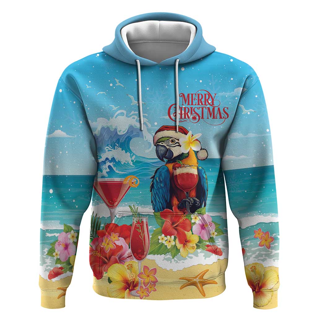 Saint Lucia Christmas Hoodie Tropical Parrot With Rum Punch Cocktail LT18