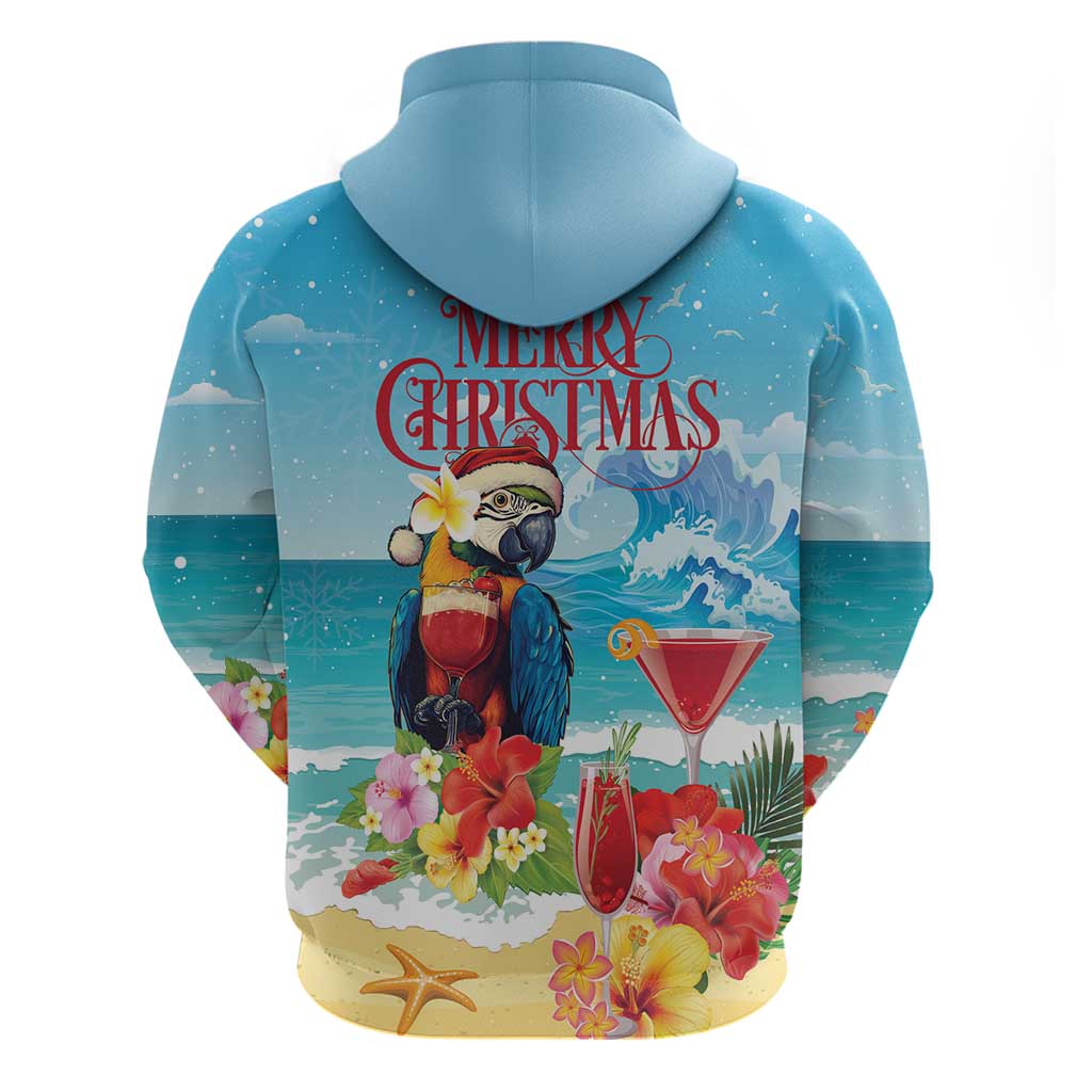 Saint Lucia Christmas Hoodie Tropical Parrot With Rum Punch Cocktail LT18