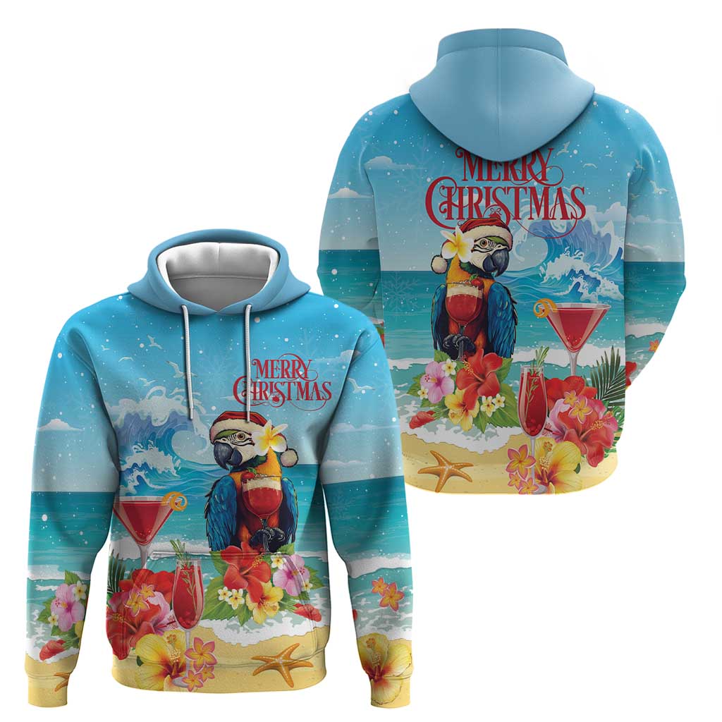 Saint Lucia Christmas Hoodie Tropical Parrot With Rum Punch Cocktail LT18