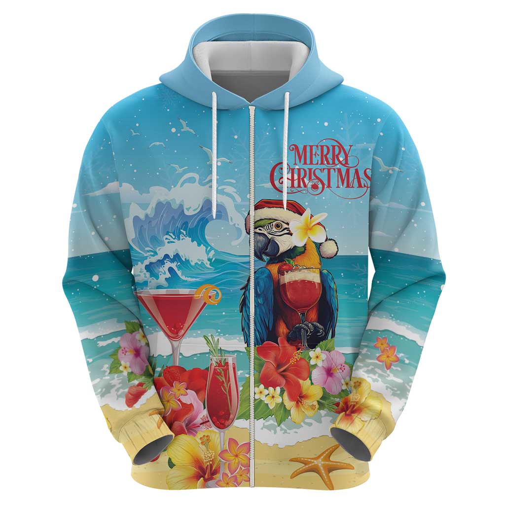 Saint Lucia Christmas Hoodie Tropical Parrot With Rum Punch Cocktail LT18