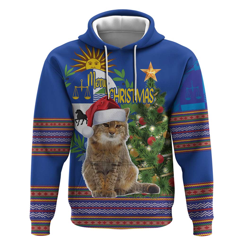 Uruguay Christmas Hoodie Pampas Cat With Folk Pattern LT18