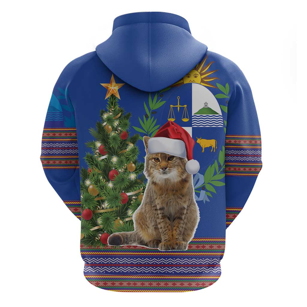 Uruguay Christmas Hoodie Pampas Cat With Folk Pattern LT18