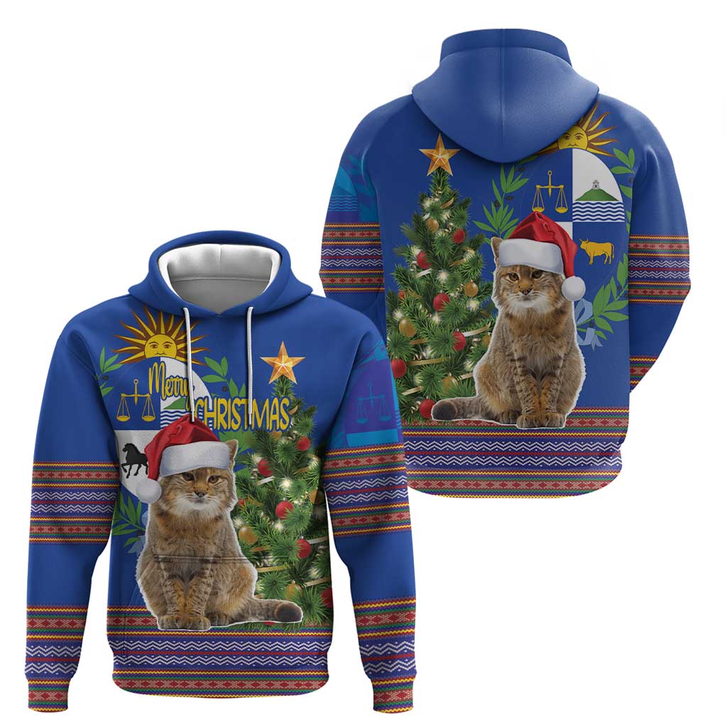 Uruguay Christmas Hoodie Pampas Cat With Folk Pattern LT18