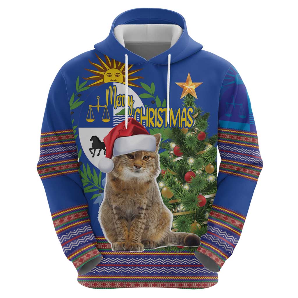 Uruguay Christmas Hoodie Pampas Cat With Folk Pattern LT18