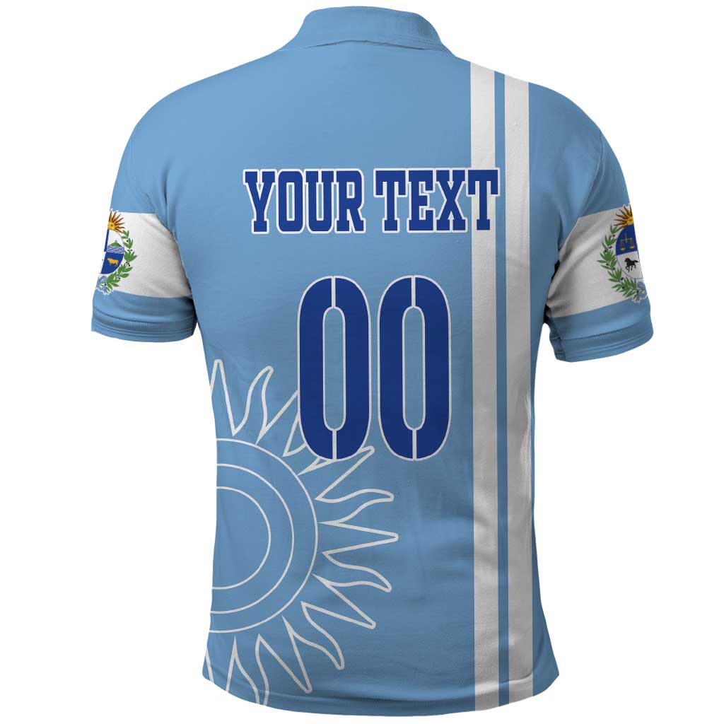 Custom Uruguay Football Polo Shirt Sun of May The Sky Blue LT18