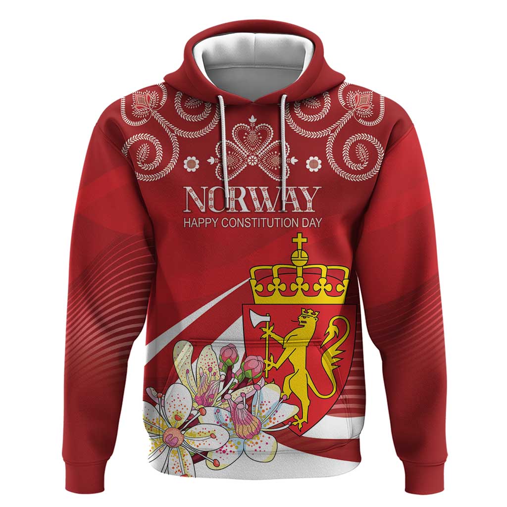 Personalized Norway Constitution Day Hoodie Norwegian Lion Pyramidal Saxifrage LT18
