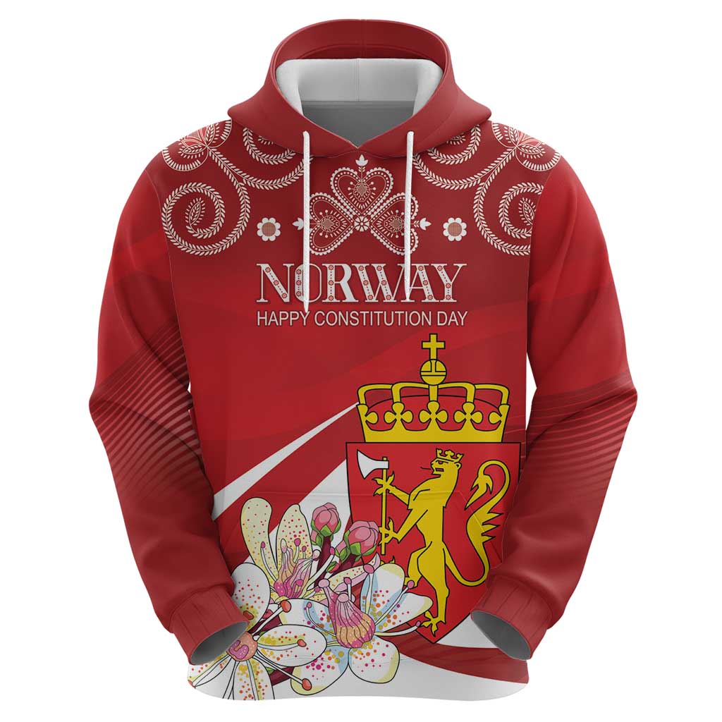 Personalized Norway Constitution Day Hoodie Norwegian Lion Pyramidal Saxifrage LT18