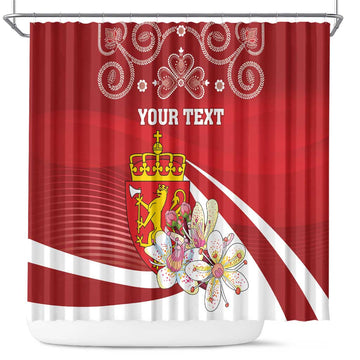 Personalized Norway Constitution Day Shower Curtain Norwegian Lion Pyramidal Saxifrage LT18