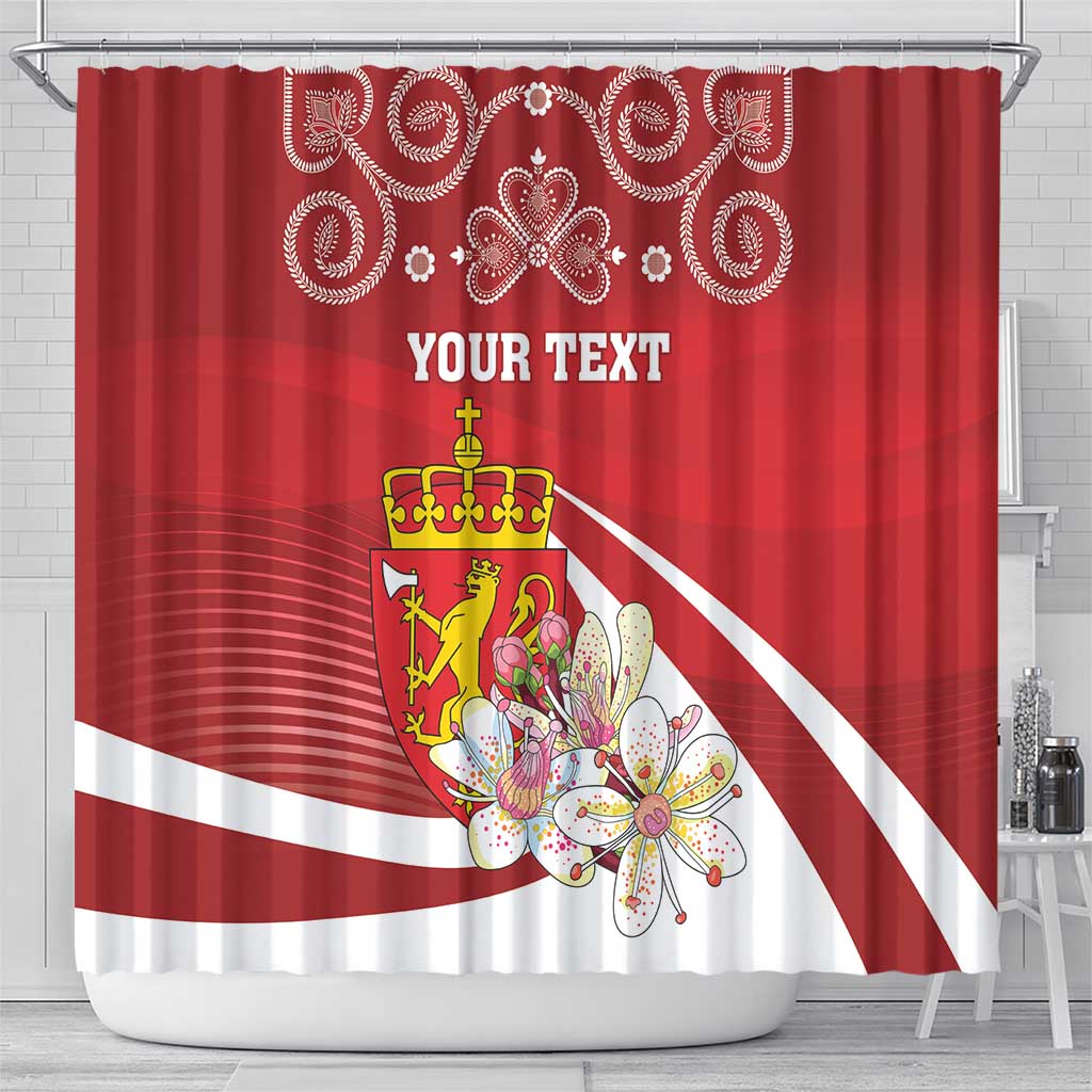 Personalized Norway Constitution Day Shower Curtain Norwegian Lion Pyramidal Saxifrage LT18