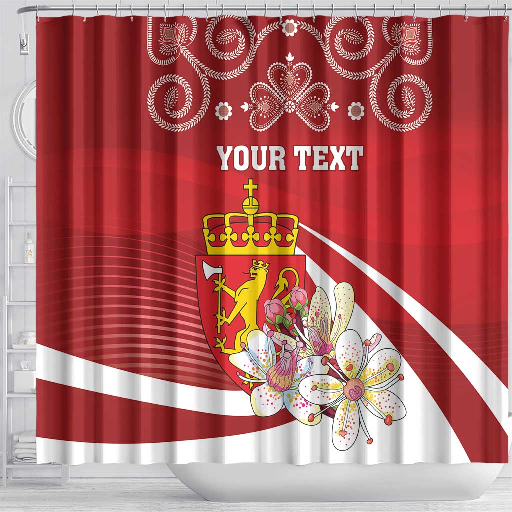 Personalized Norway Constitution Day Shower Curtain Norwegian Lion Pyramidal Saxifrage LT18