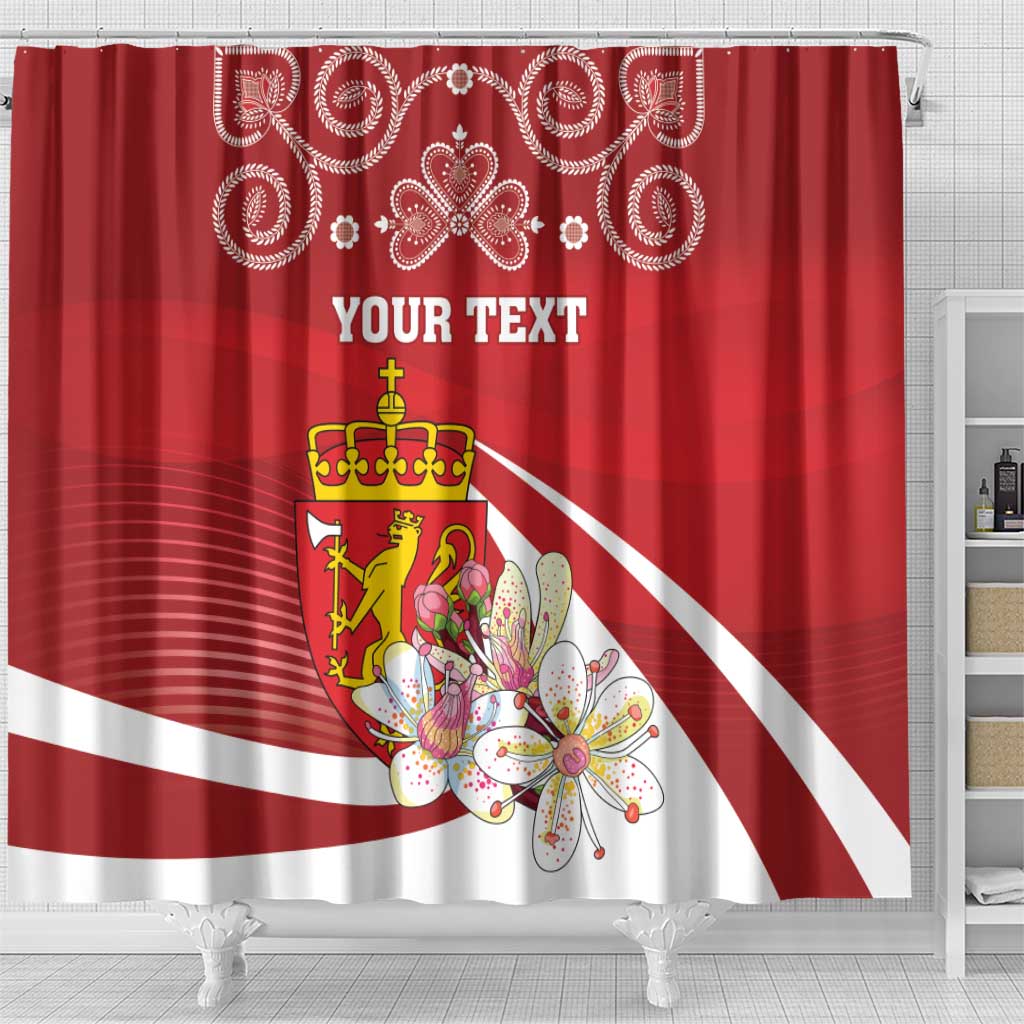 Personalized Norway Constitution Day Shower Curtain Norwegian Lion Pyramidal Saxifrage LT18