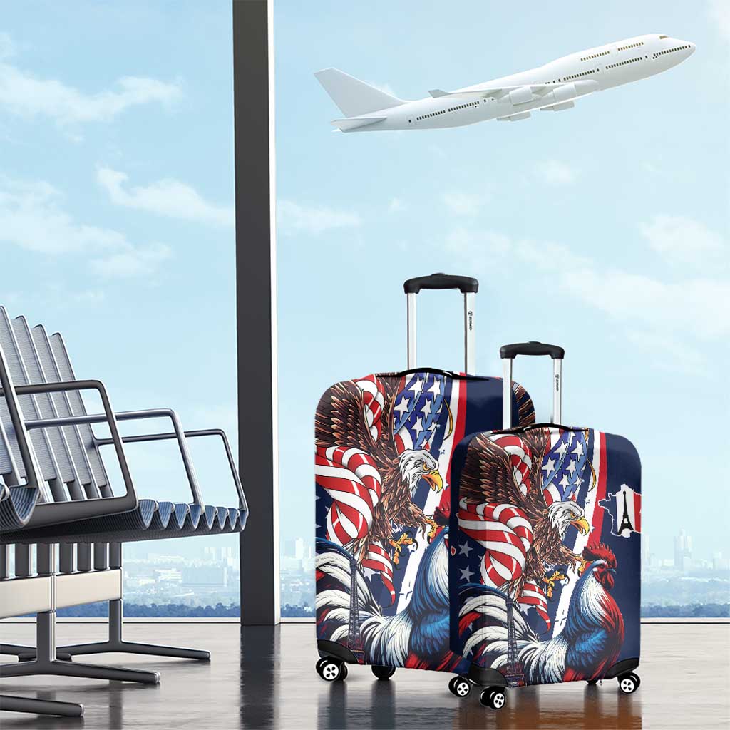 French American Heritage Month Luggage Cover Gallic Rooster And Bald Eagle LT18
