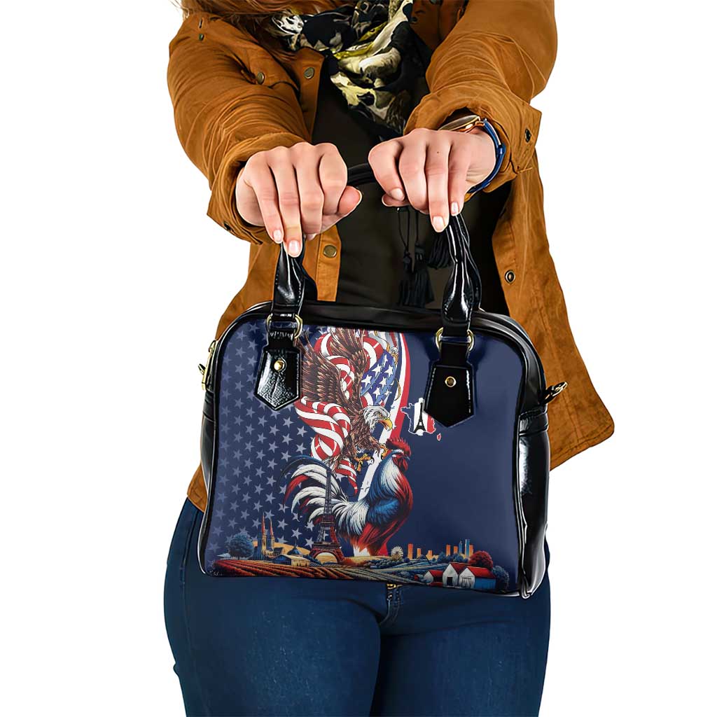 French American Heritage Month Shoulder Handbag Gallic Rooster And Bald Eagle LT18