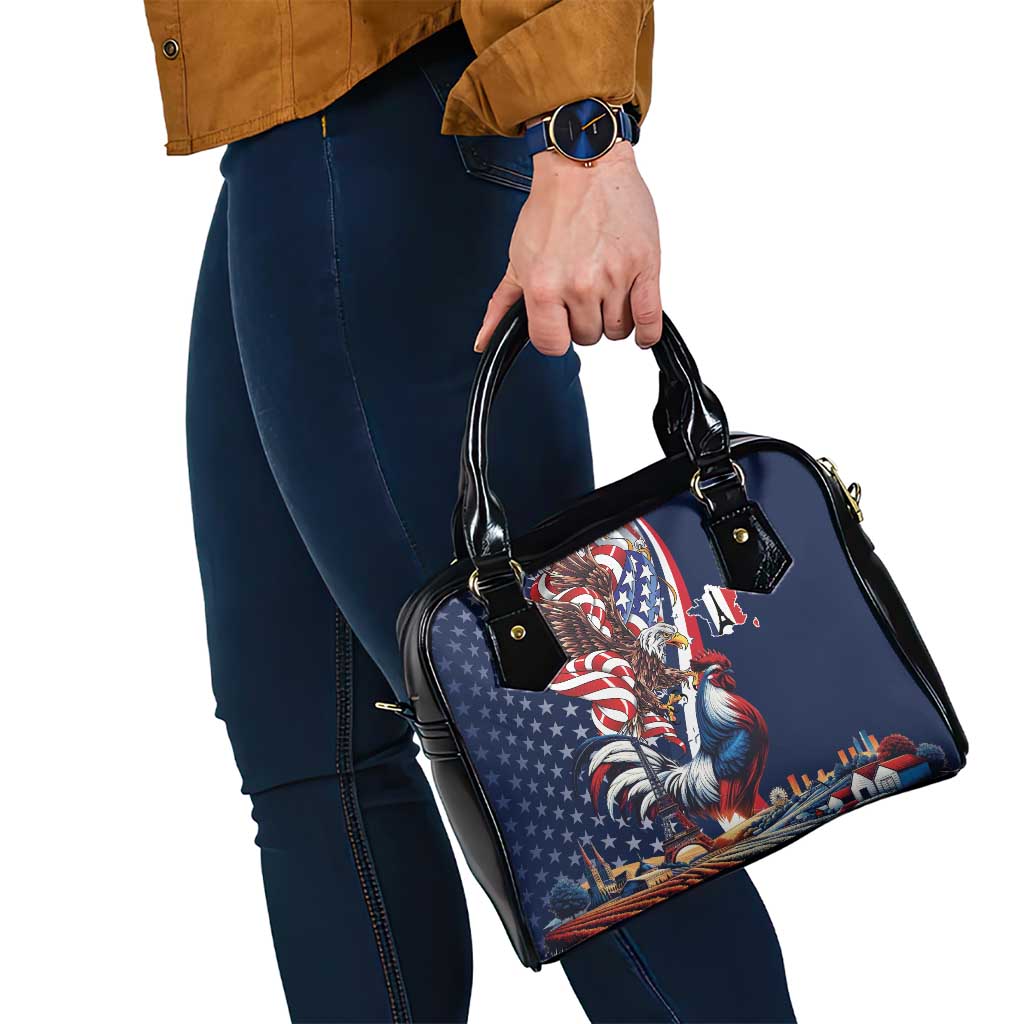French American Heritage Month Shoulder Handbag Gallic Rooster And Bald Eagle LT18