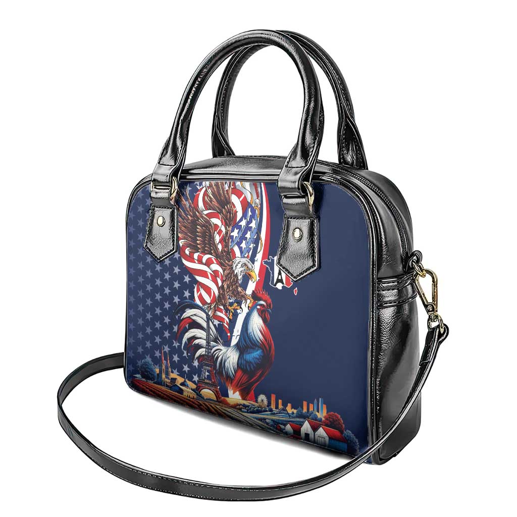 French American Heritage Month Shoulder Handbag Gallic Rooster And Bald Eagle LT18