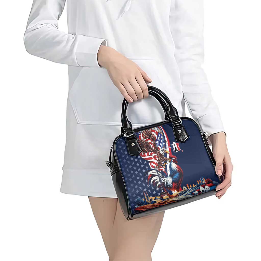 French American Heritage Month Shoulder Handbag Gallic Rooster And Bald Eagle LT18