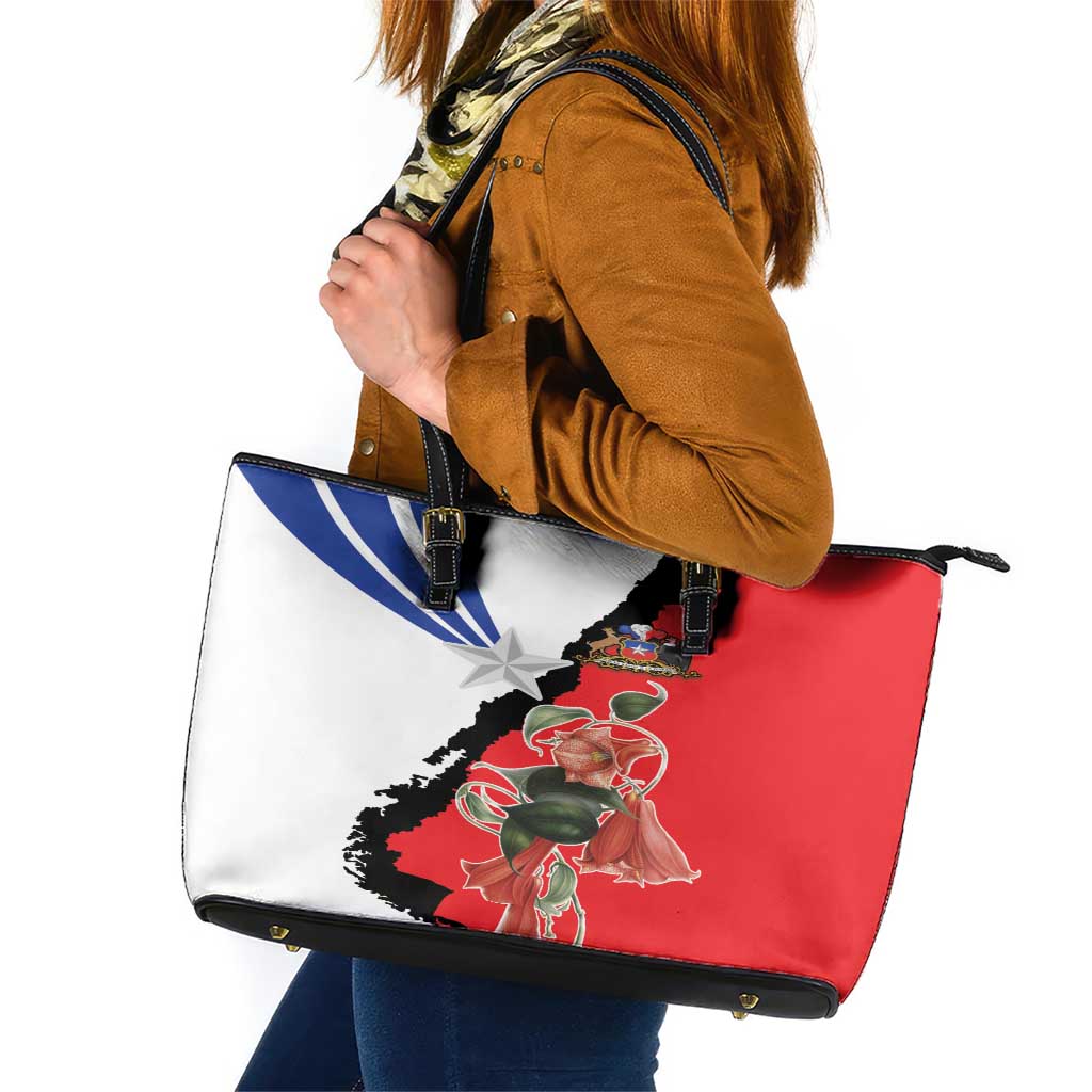 Chile Lapageria Rosea Leather Tote Bag With Flag Color LT18