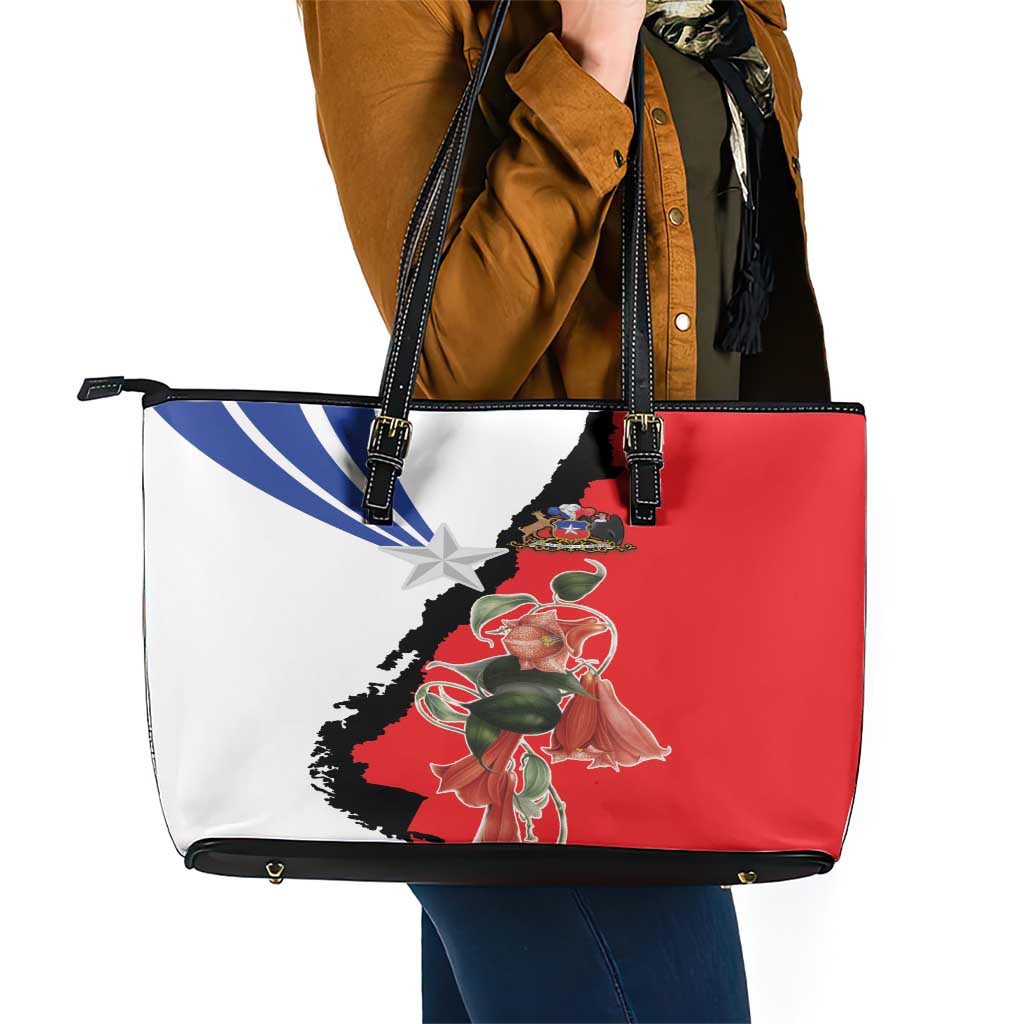 Chile Lapageria Rosea Leather Tote Bag With Flag Color LT18