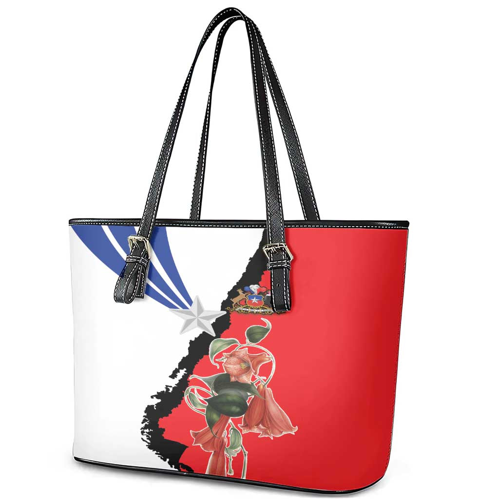Chile Lapageria Rosea Leather Tote Bag With Flag Color LT18