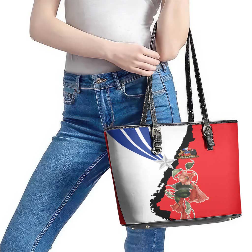 Chile Lapageria Rosea Leather Tote Bag With Flag Color LT18