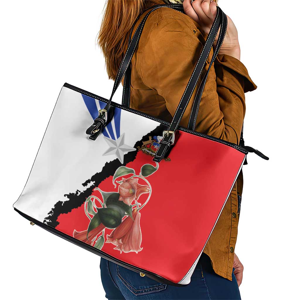 Chile Lapageria Rosea Leather Tote Bag With Flag Color LT18