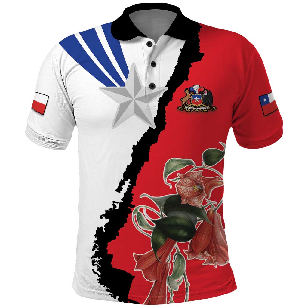 Chile Lapageria Rosea Polo Shirt With Flag Color LT18