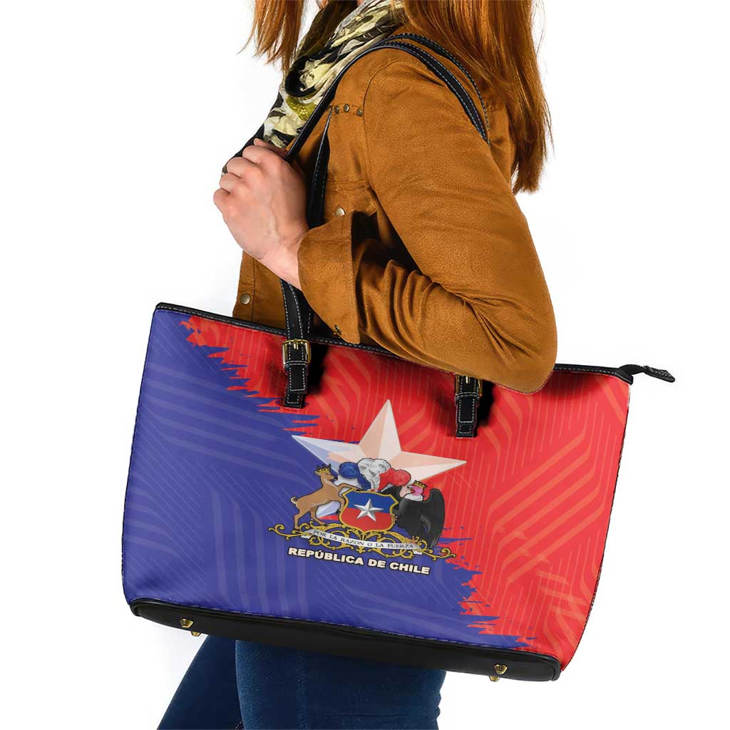 Chile Coat Of Arms Leather Tote Bag With Flag Style LT18