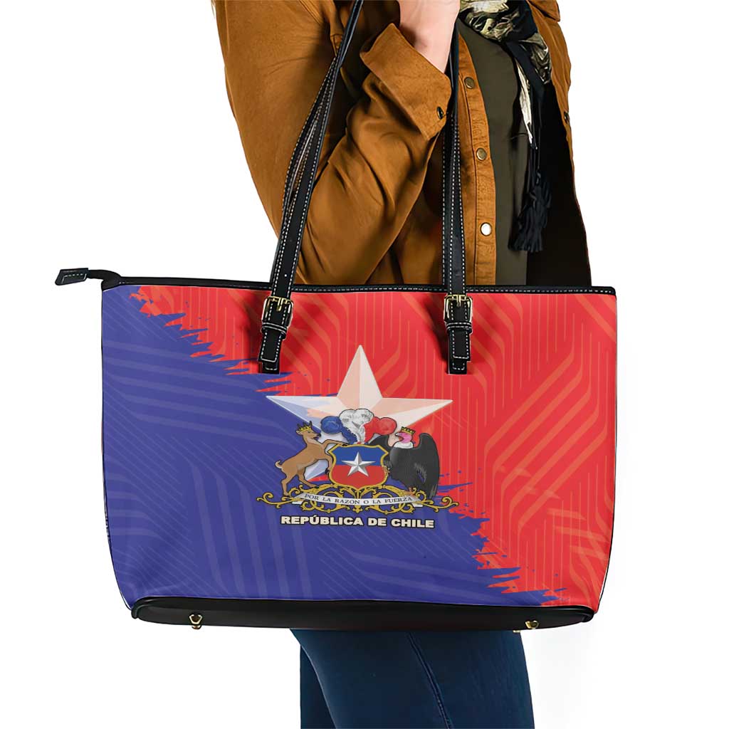 Chile Coat Of Arms Leather Tote Bag With Flag Style LT18