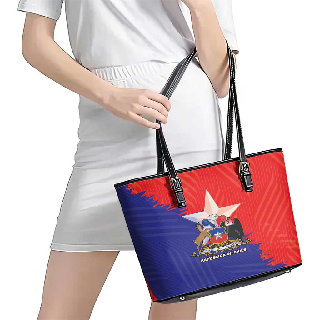 Chile Coat Of Arms Leather Tote Bag With Flag Style LT18