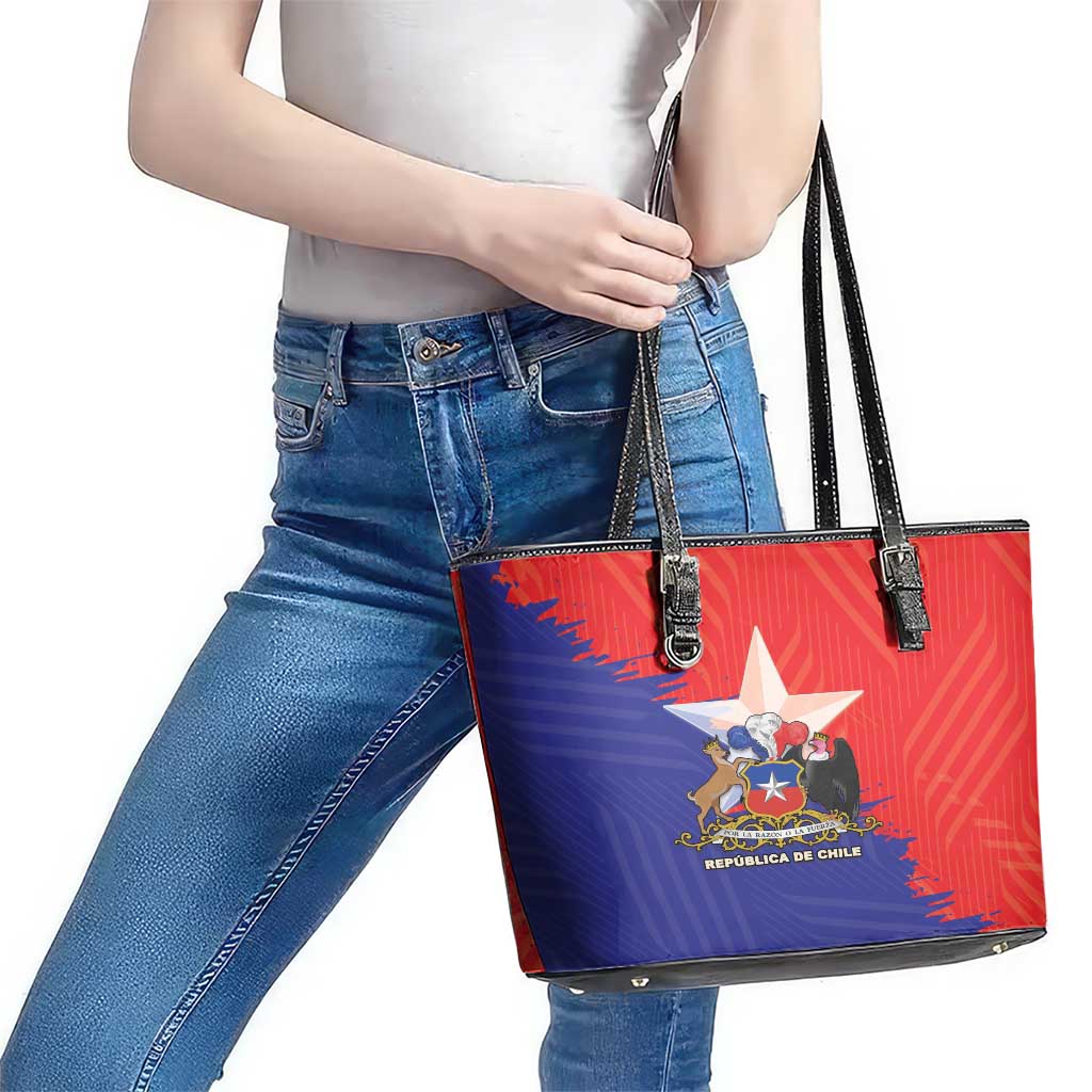 Chile Coat Of Arms Leather Tote Bag With Flag Style LT18