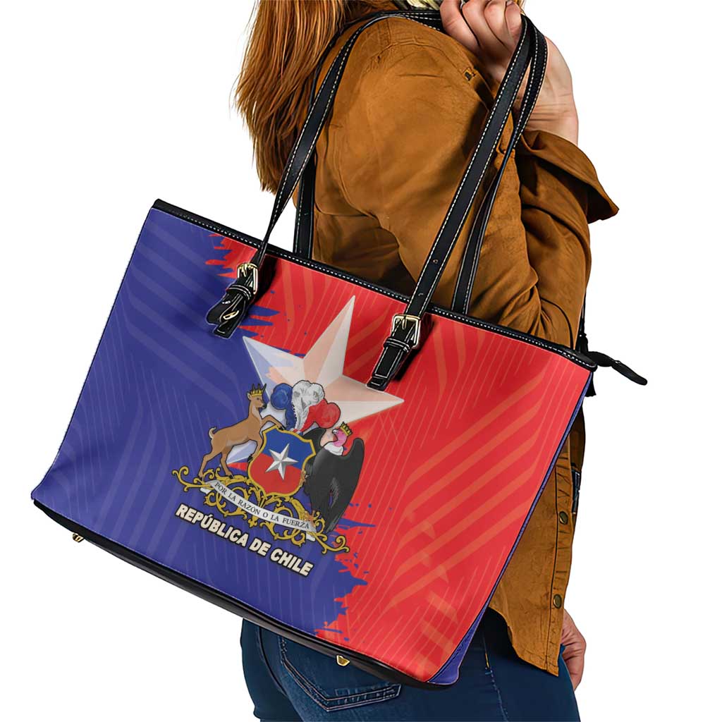 Chile Coat Of Arms Leather Tote Bag With Flag Style LT18