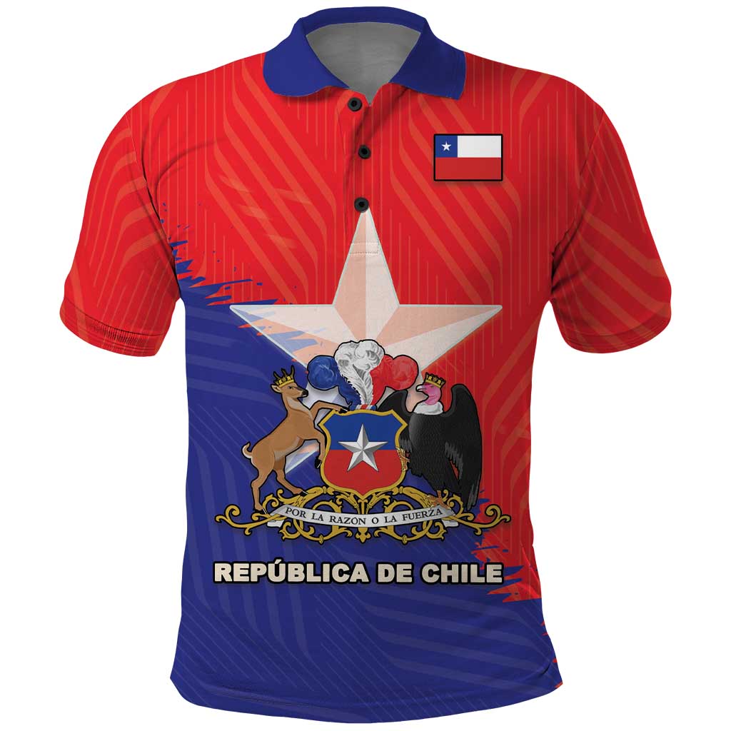 Chile Coat Of Arms Polo Shirt With Flag Style LT18