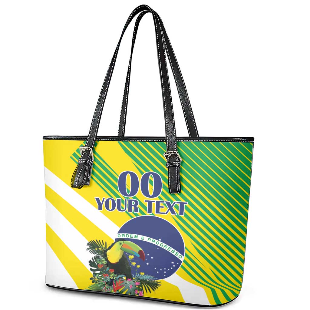 Custom Brazil Independence Day Leather Tote Bag Toco Toucan Ordem e Progresso LT18