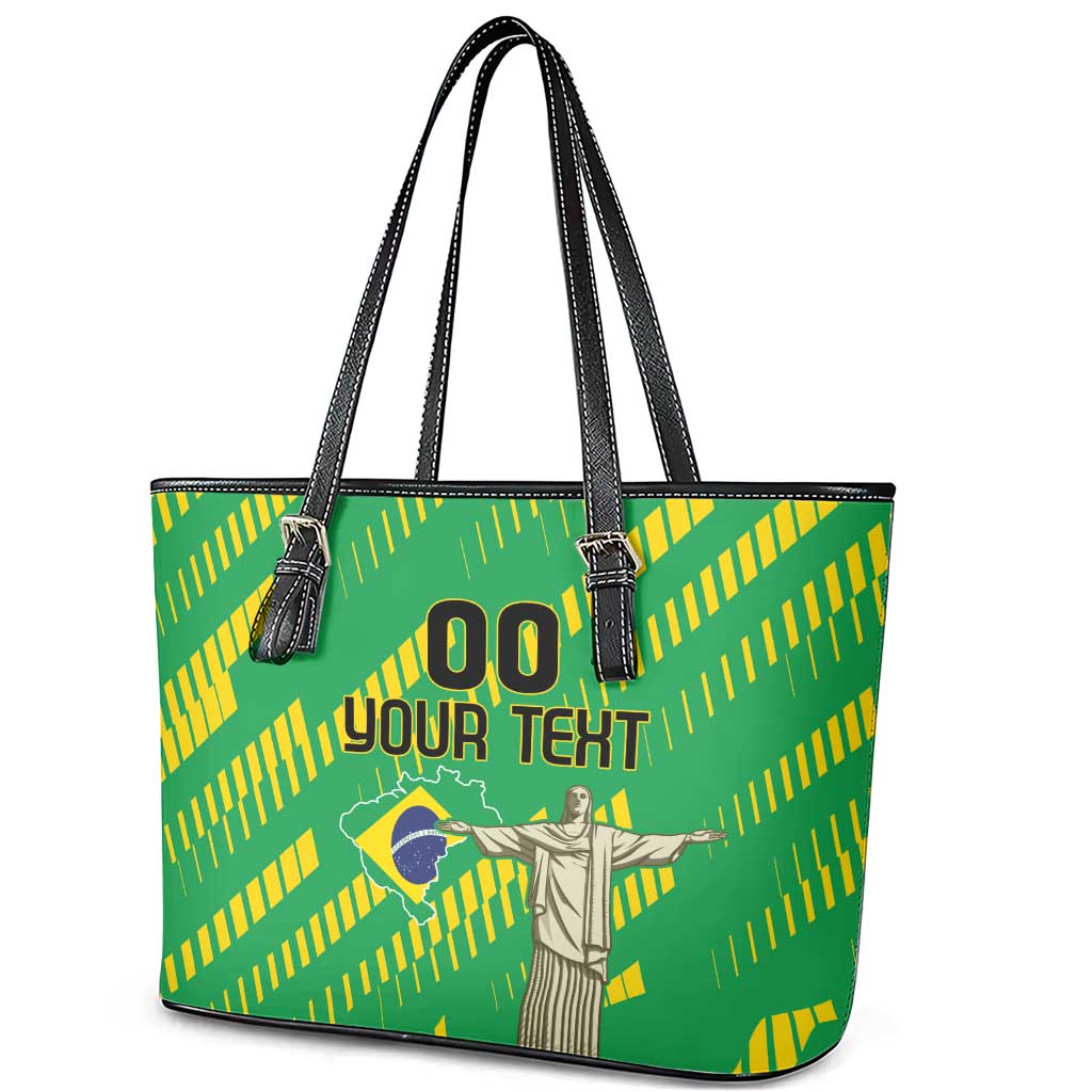 Custom Brazil Happy Independence Day Leather Tote Bag Cristo Redentor Flag Style LT18