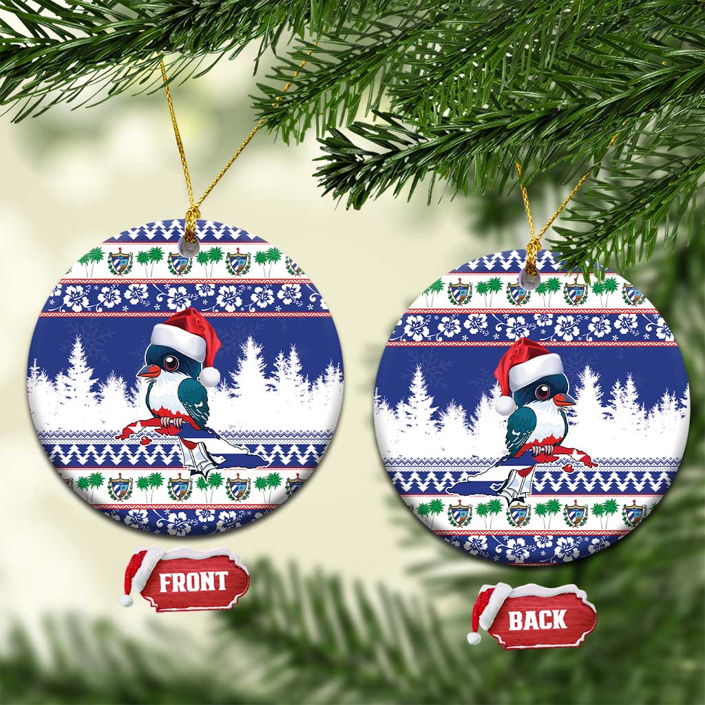 Cuba Christmas Ceramic Ornament Cuban Trogon Map With Feliz Navidad LT18